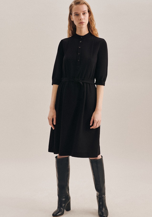 Krepp Midi Kleid in Schwarz |  Seidensticker Onlineshop