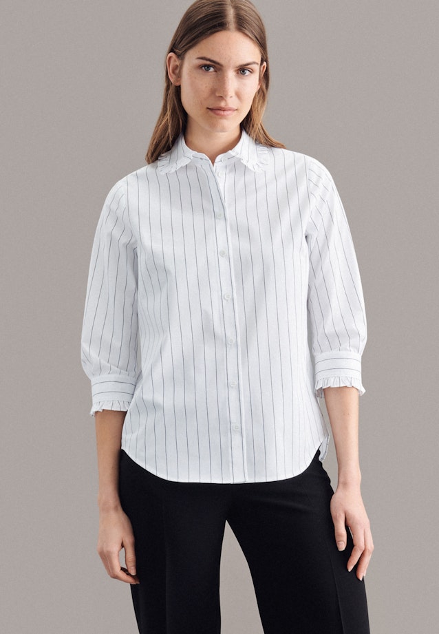 3/4 mouwen Twill Shirtblouse in Wit |  Seidensticker Onlineshop