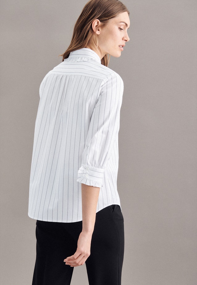 3/4 mouwen Twill Shirtblouse in Wit |  Seidensticker Onlineshop