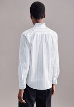 Regular fit Stehkragenbluse Streifen in Weiß |  Seidensticker Onlineshop