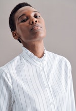 Regular fit Stehkragenbluse Streifen in Weiß |  Seidensticker Onlineshop