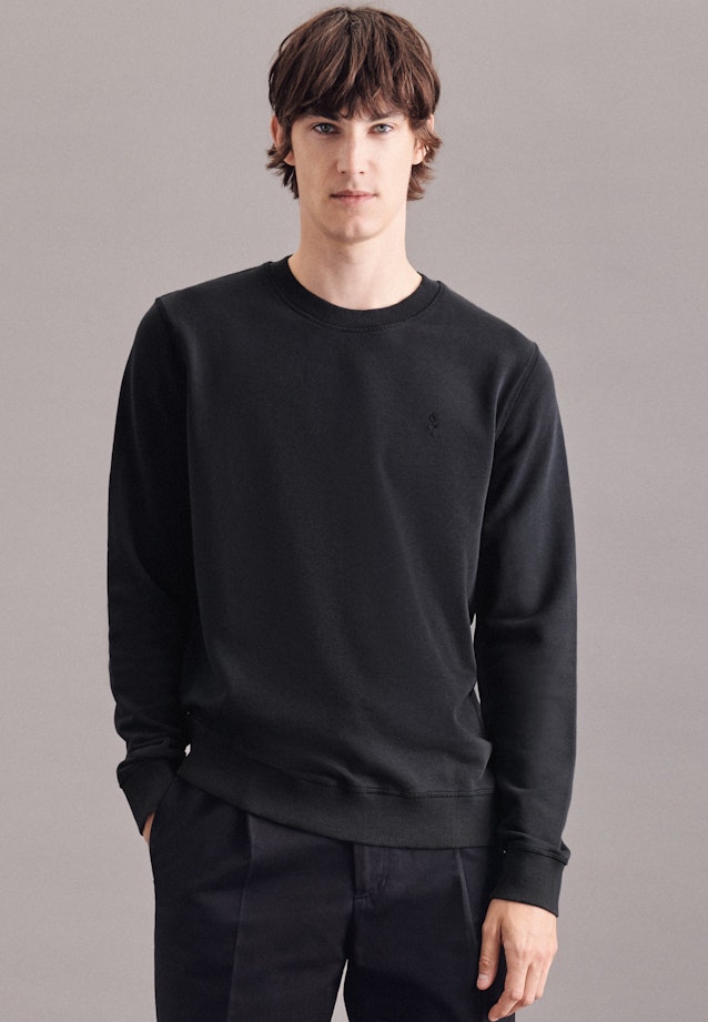 Gerader Schnitt (Normal-Fit) Pullover Uni in Schwarz |  Seidensticker Onlineshop