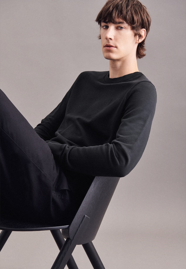 Gerader Schnitt (Normal-Fit) Pullover Uni in Schwarz |  Seidensticker Onlineshop
