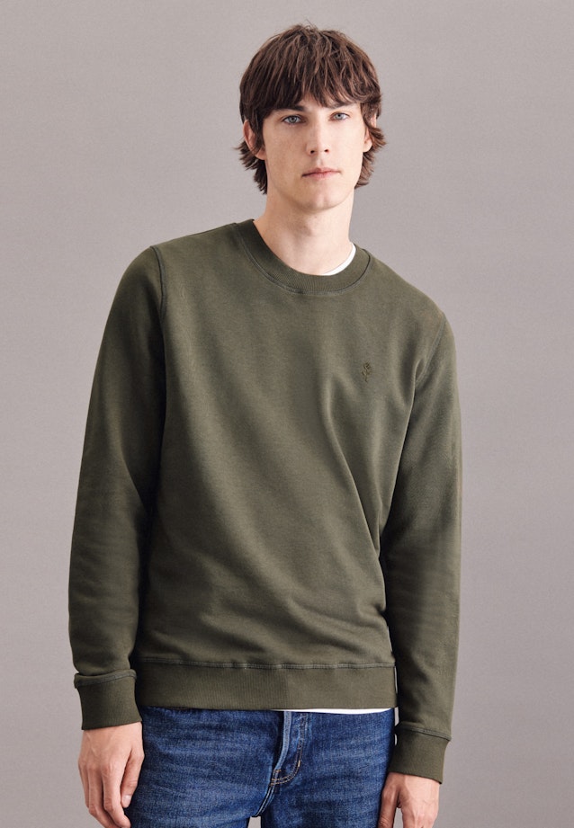Gerader Schnitt (Normal-Fit) Pullover Uni in Grün |  Seidensticker Onlineshop