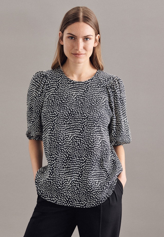 Rundhals Shirtbluse Oversized in Schwarz |  Seidensticker Onlineshop