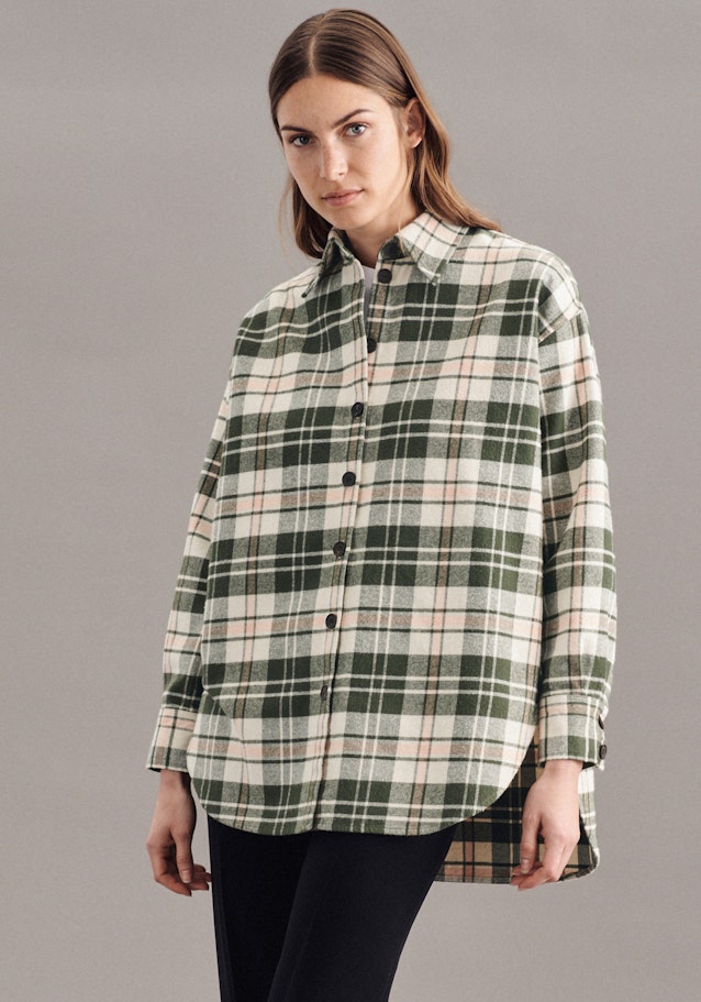 Long sleeve Flannel Long Blouse in Green |  Seidensticker Onlineshop