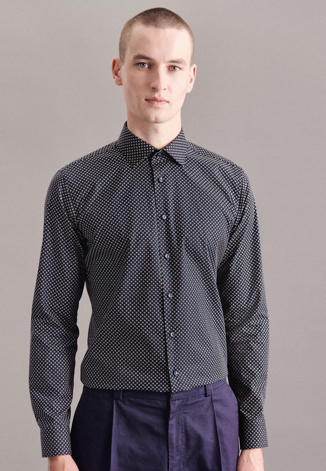 Chemise Business X-Slim Popeline Col Kent dans Bleu Foncé | Boutique en ligne Seidensticker