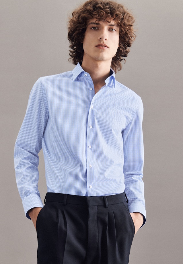Slim Chemise Business carreaux in Bleu Clair |  Seidensticker Onlineshop