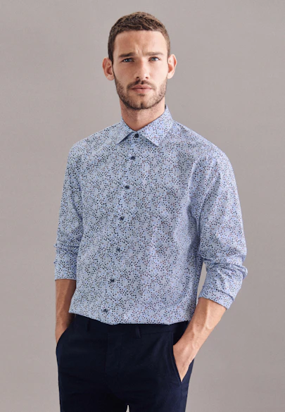 Regular Chemise Business Imprimé in Bleu Clair |  Seidensticker Onlineshop