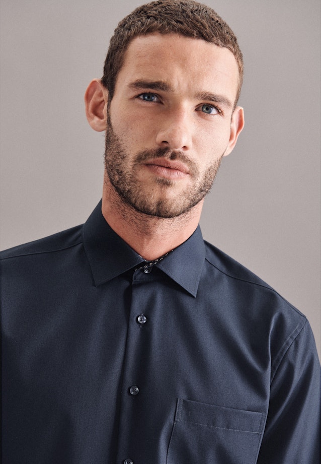 Regular Business Shirt Plain in Dark Blue |  Seidensticker Onlineshop