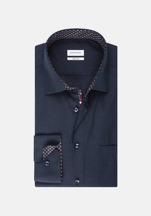 Bügelfreies Popeline Business Hemd in Regular mit Kentkragen und extra langem Arm in Dunkelblau |  Seidensticker Onlineshop