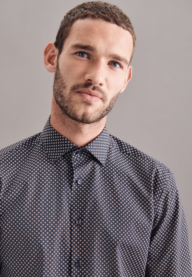 Regular Business Hemd Print in Dunkelblau |  Seidensticker Onlineshop