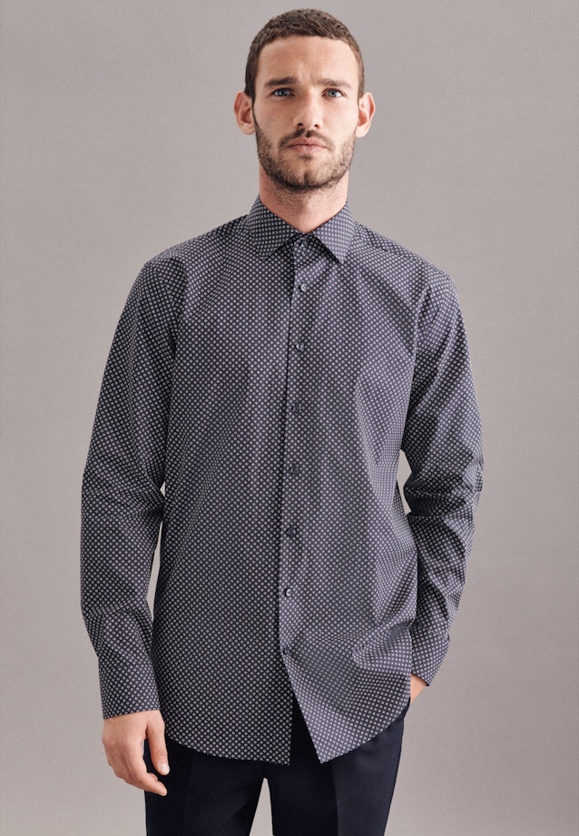 Regular Business Hemd Print in Dunkelblau |  Seidensticker Onlineshop