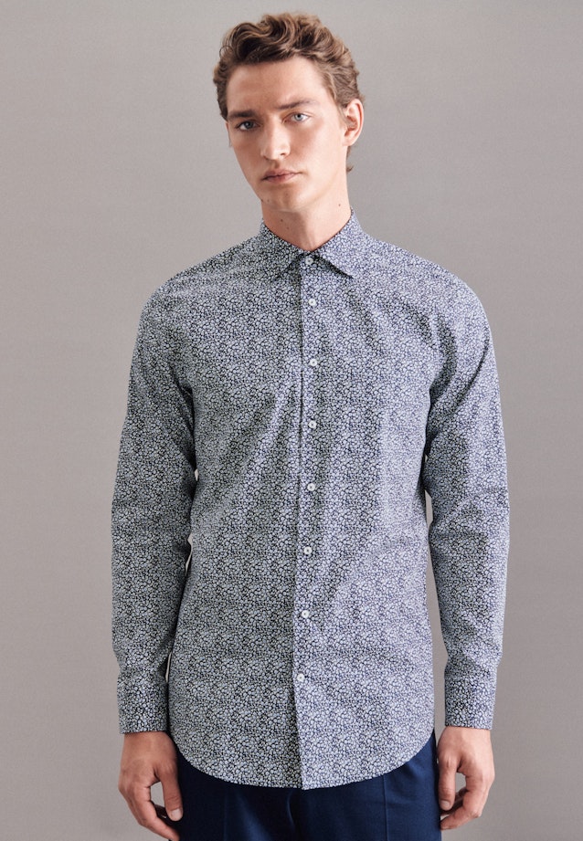 Regular Business Shirt Print in Dark Blue |  Seidensticker Onlineshop