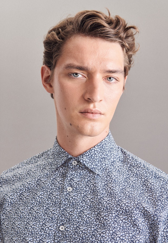 Regular Business Shirt Print in Dark Blue |  Seidensticker Onlineshop