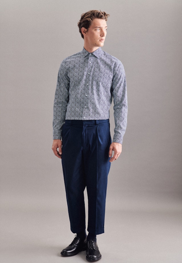 Regular Business Shirt Print in Dark Blue |  Seidensticker Onlineshop