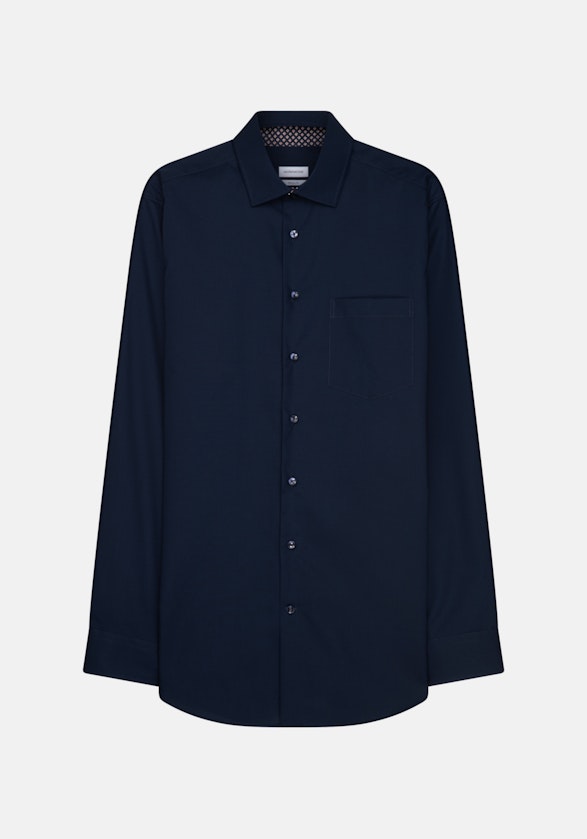 Non-iron Poplin Business Shirt in Regular with Kent-Collar in Dark Blue |  Seidensticker Onlineshop