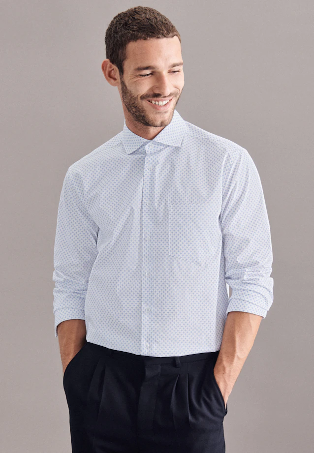 Regular Business Hemd Print in Hellblau |  Seidensticker Onlineshop