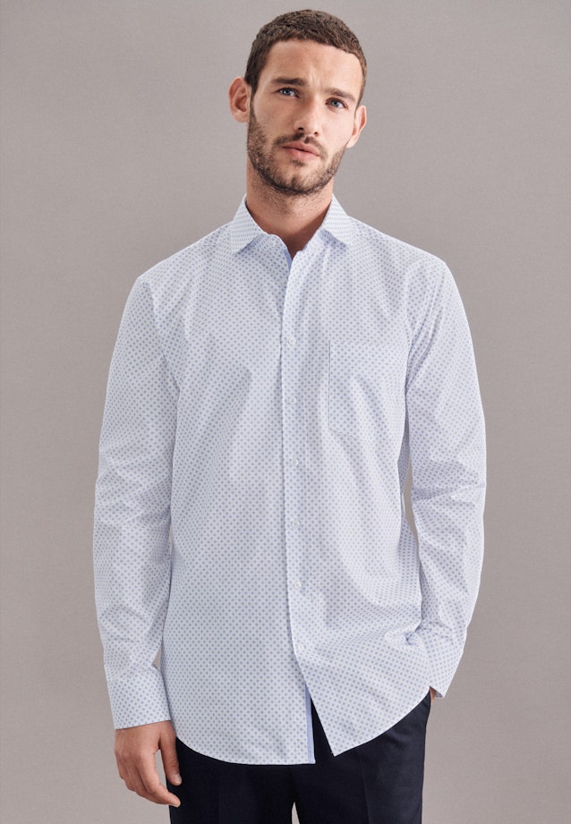 Regular Business Hemd Print in Hellblau |  Seidensticker Onlineshop