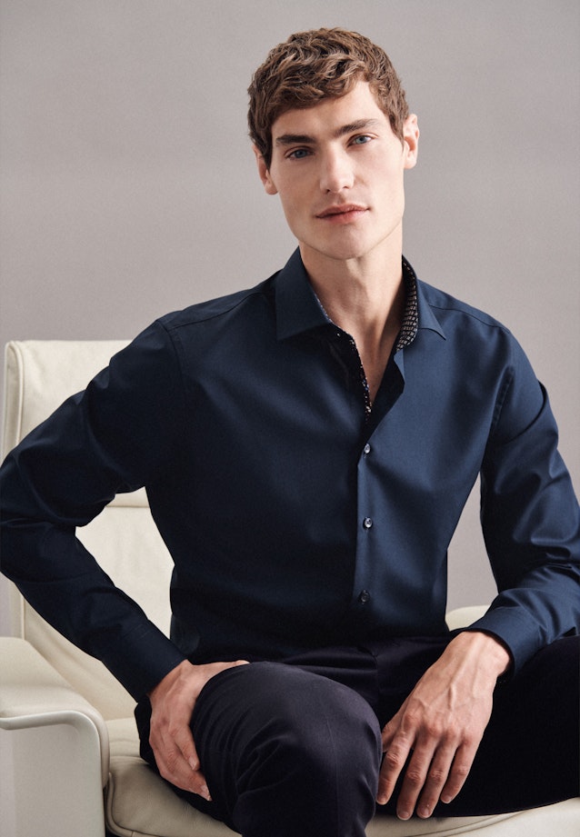 Shaped Business Hemd Uni in Dunkelblau |  Seidensticker Onlineshop