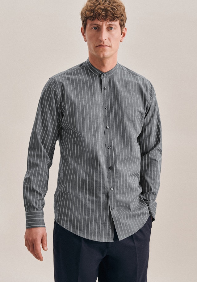 Business Shirt in Regular with Stand-Up Collar in Grey |  Seidensticker Onlineshop
