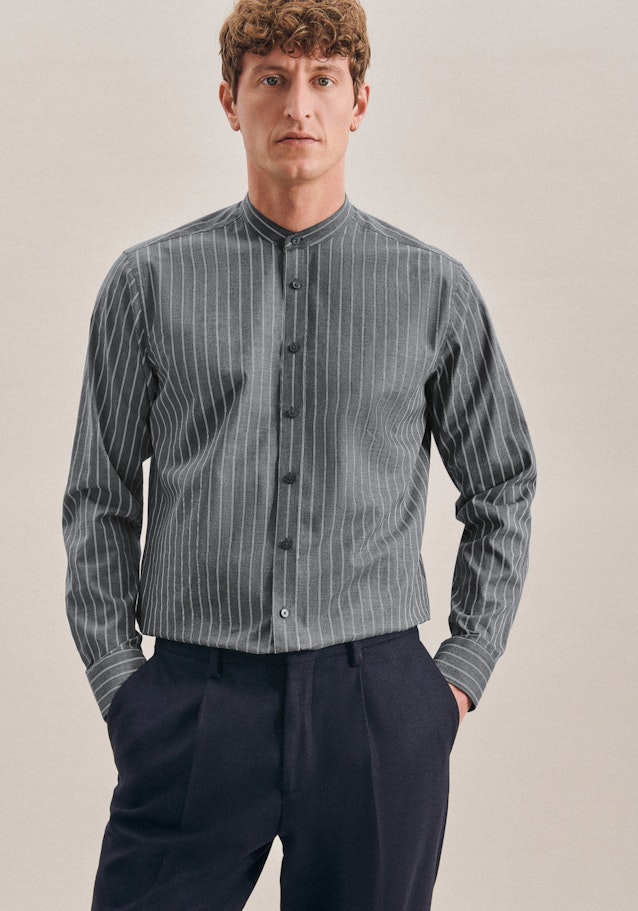 Business Shirt in Regular with Stand-Up Collar in Grey |  Seidensticker Onlineshop