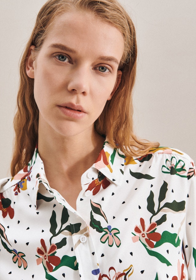 Lange mouwen Krepp Shirtblouse in Ecru |  Seidensticker Onlineshop