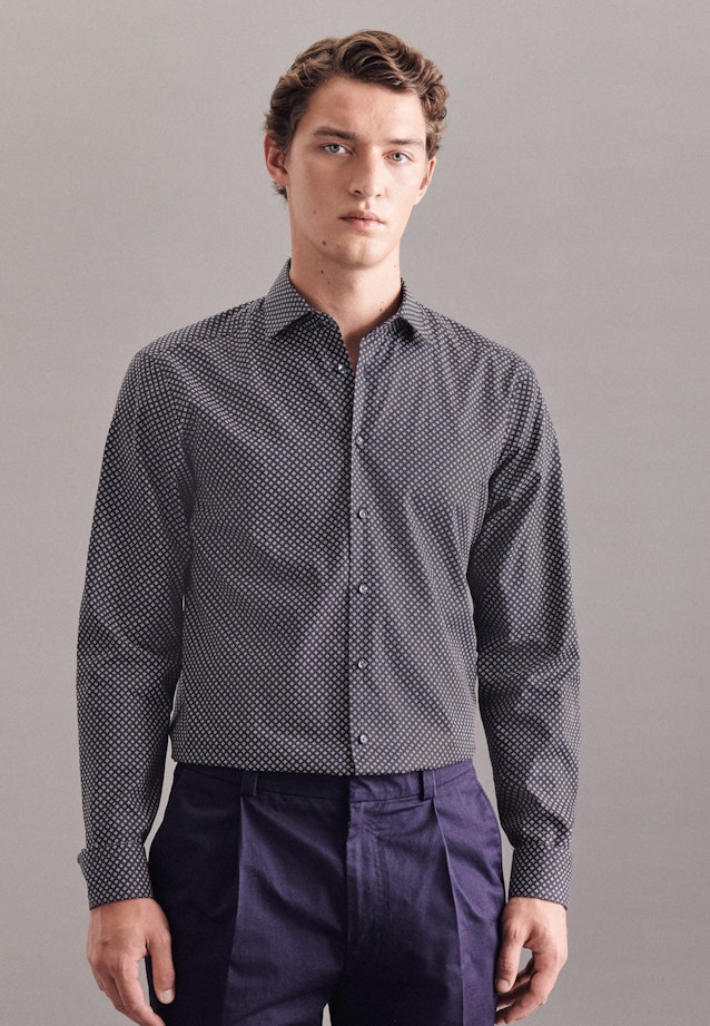 Regular Business Hemd Print in Dunkelblau |  Seidensticker Onlineshop