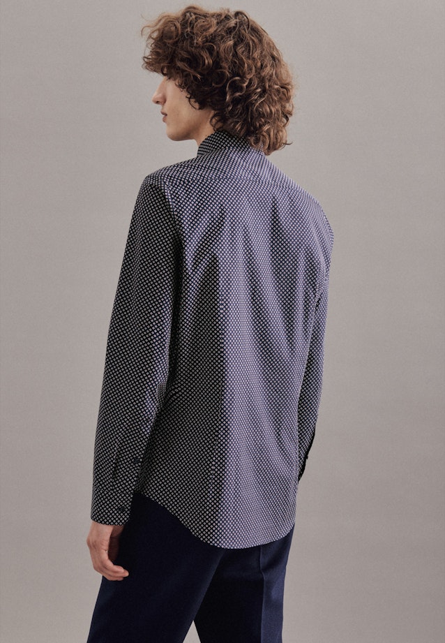 Poplin Business Shirt in Shaped with Kent-Collar and extra long sleeve in Dark Blue |  Seidensticker Onlineshop