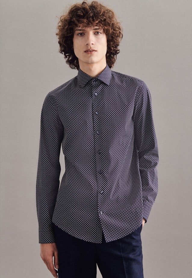Slim Business Shirt Print in Dark Blue |  Seidensticker Onlineshop