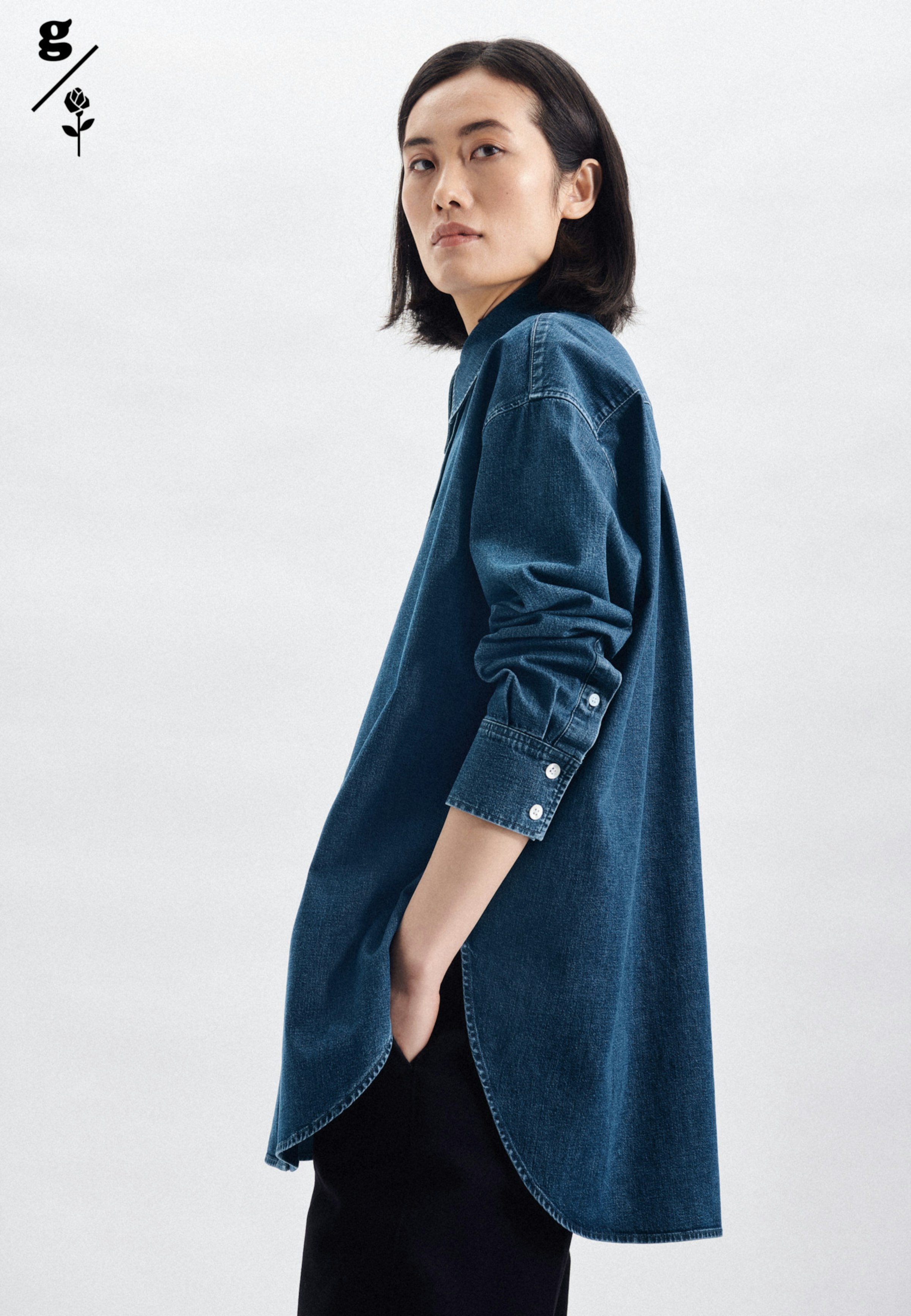 Damen Longbluse Uni dunkelblau Seidensticker