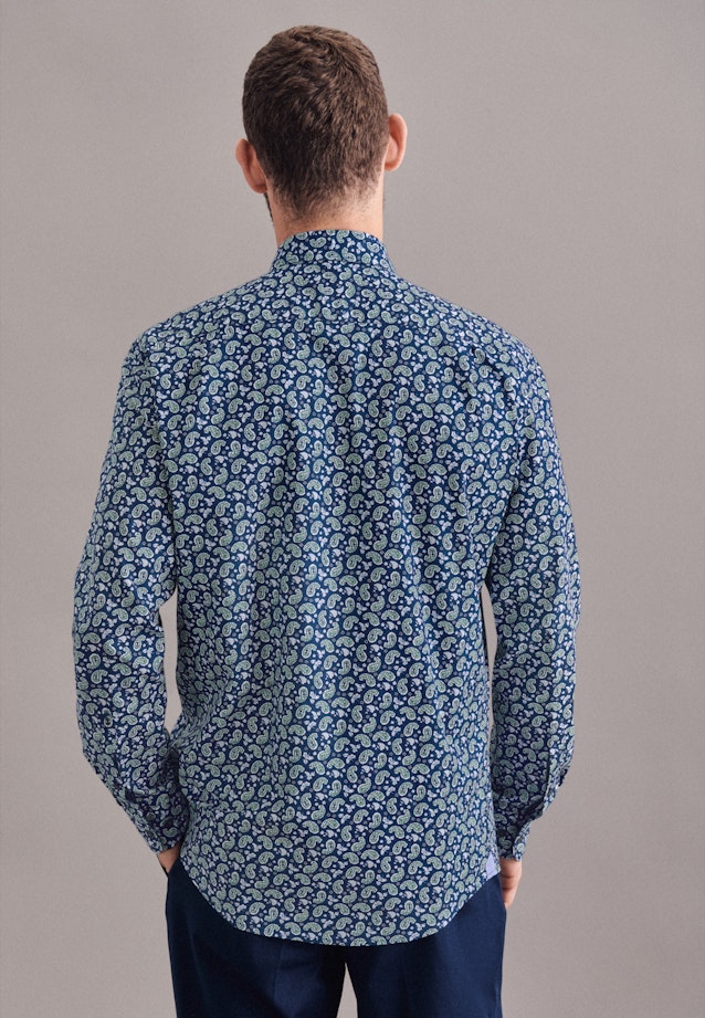 Regular Casual Shirt Print in Dark Blue |  Seidensticker Onlineshop