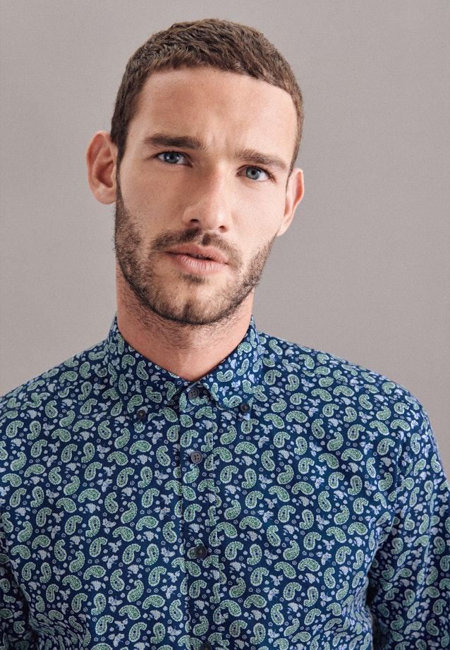 Regular Casual Shirt Print in Dark Blue |  Seidensticker Onlineshop