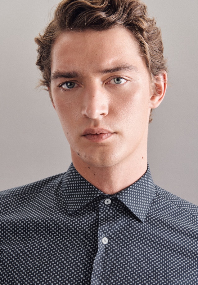 Shaped Business Hemd Print in Dunkelblau |  Seidensticker Onlineshop