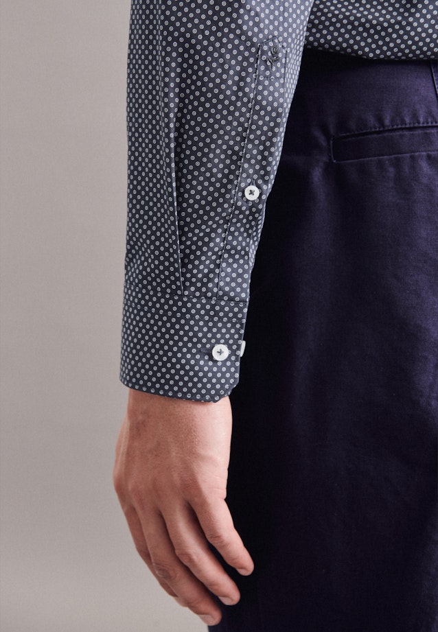 Shaped Business Hemd Print in Dunkelblau |  Seidensticker Onlineshop