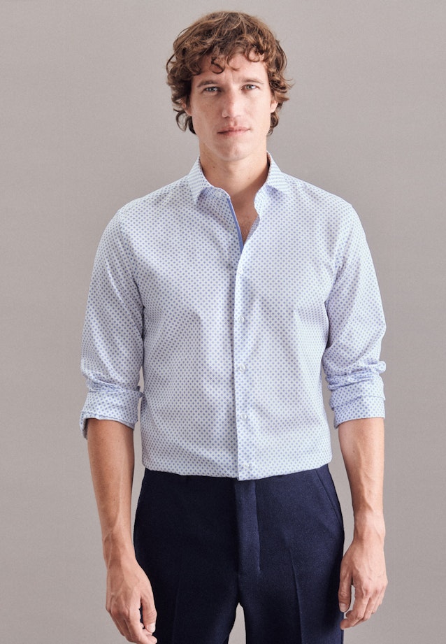 X-Slim Business Hemd Print in Hellblau |  Seidensticker Onlineshop