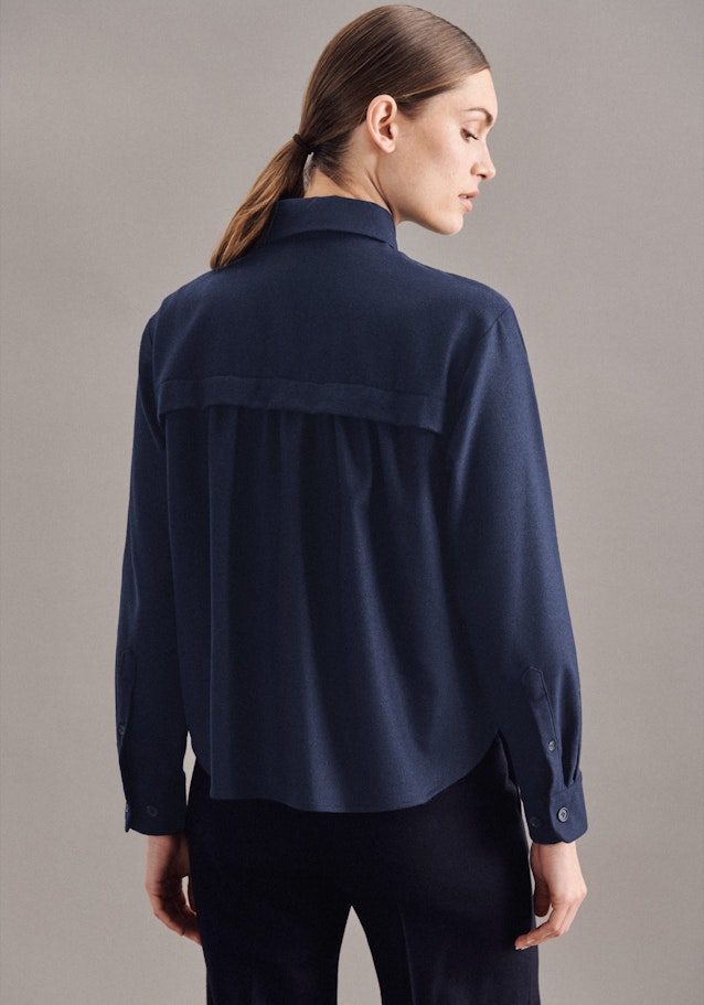 Lange mouwen Flanell Shirtblouse in Donkerblauw | Seidensticker Onlineshop