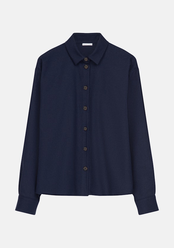 Lange mouwen Flanell Shirtblouse in Donkerblauw |  Seidensticker Onlineshop