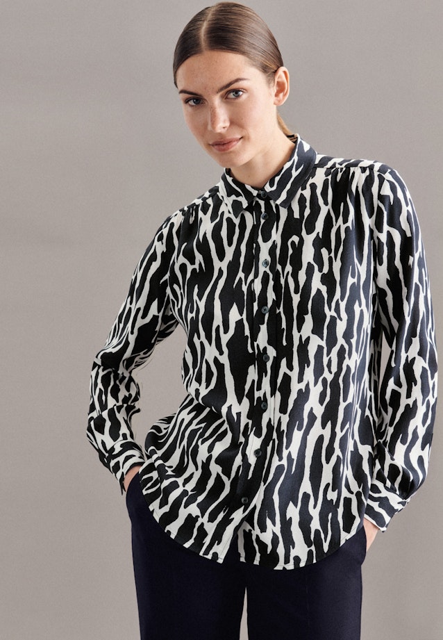 Regular fit Hemdbluse Druck in Dunkelblau |  Seidensticker Onlineshop