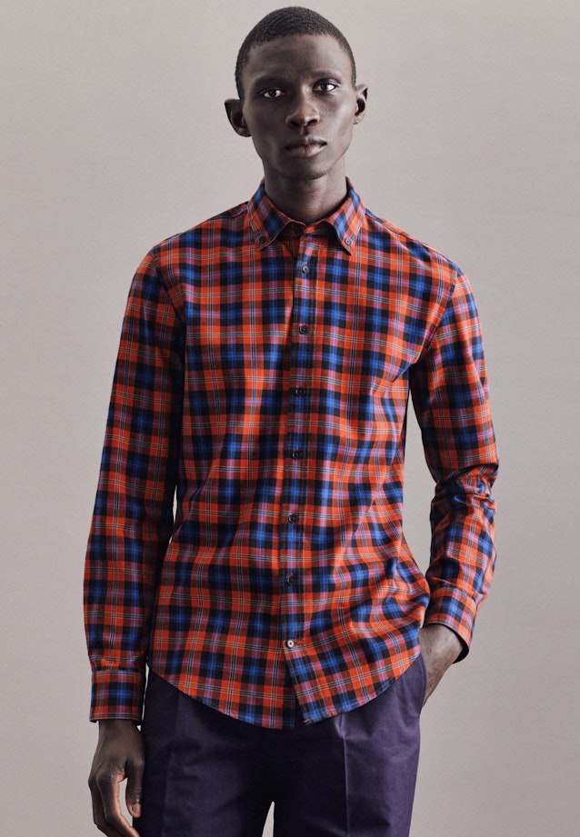 Twill Casual Hemd in Slim mit Button-Down-Kragen in Orange |  Seidensticker Onlineshop