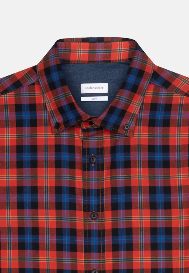Slim Casual Hemd Karo in Orange |  Seidensticker Onlineshop