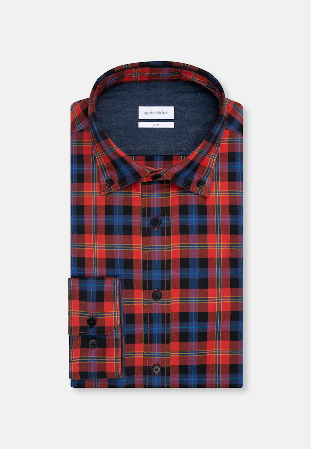 Slim Casual Hemd Karo in Orange |  Seidensticker Onlineshop