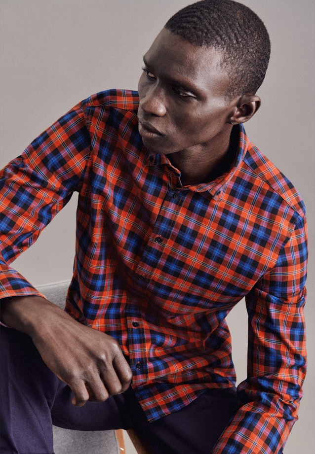Slim Casual Shirt Check in Orange |  Seidensticker Onlineshop