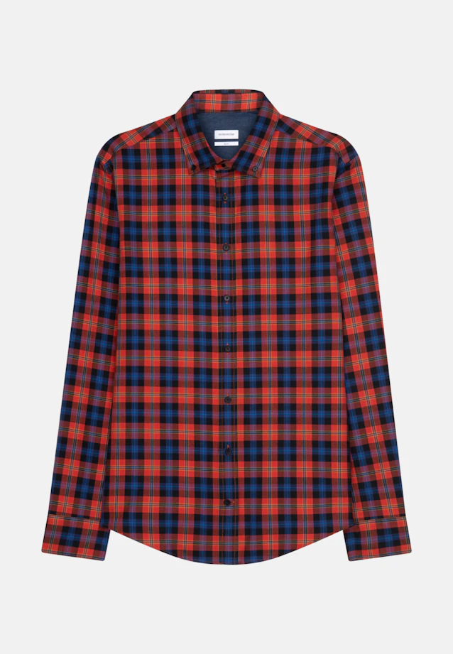 Slim Casual Hemd Karo in Orange |  Seidensticker Onlineshop