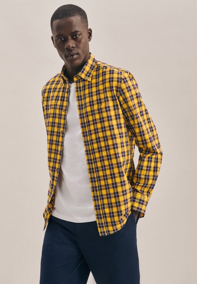 Slim Chemise casual carreaux in Jaune |  Seidensticker Onlineshop