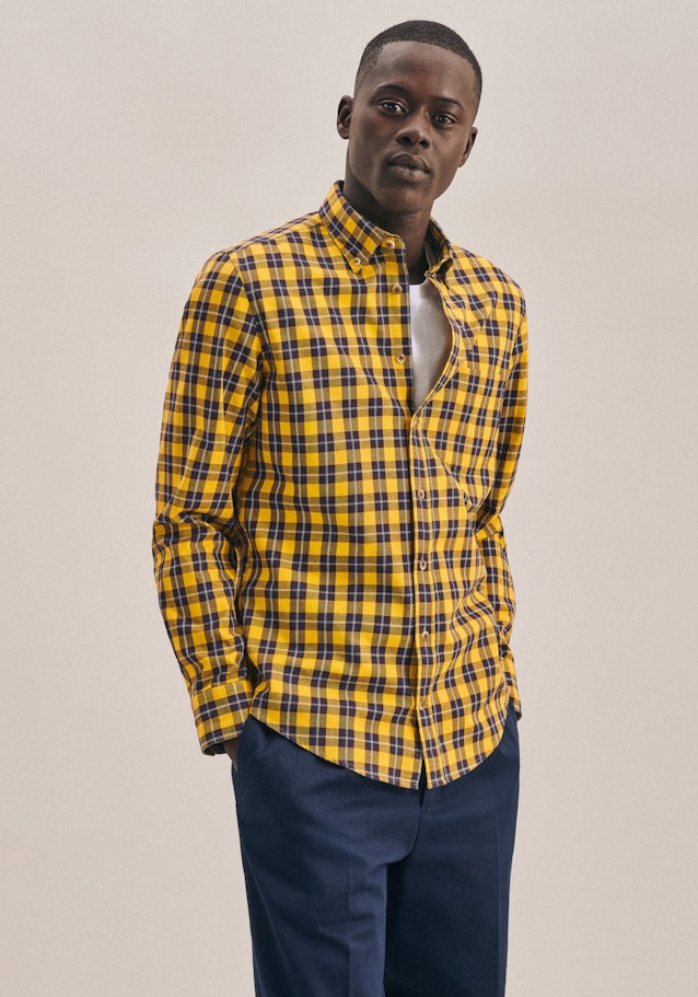 Casual Shirt in Slim with Button-Down-Kraag in Geel |  Seidensticker Onlineshop