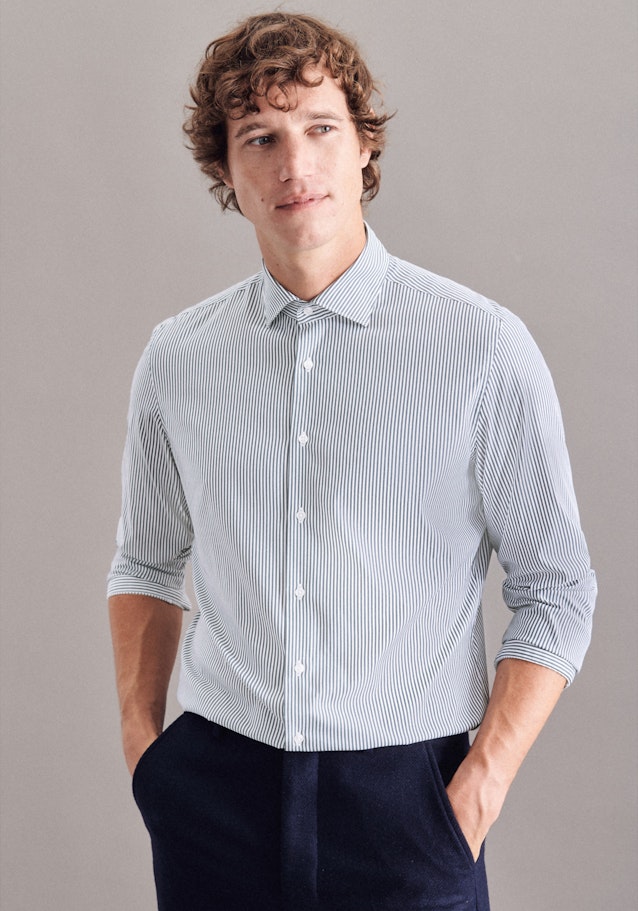 Chemise performance Shaped Twill (sergé) Col Kent in Bleu foncé |  Seidensticker Onlineshop