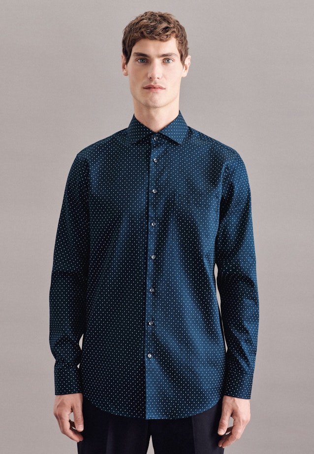 Regular Business Hemd Print in Dunkelblau |  Seidensticker Onlineshop