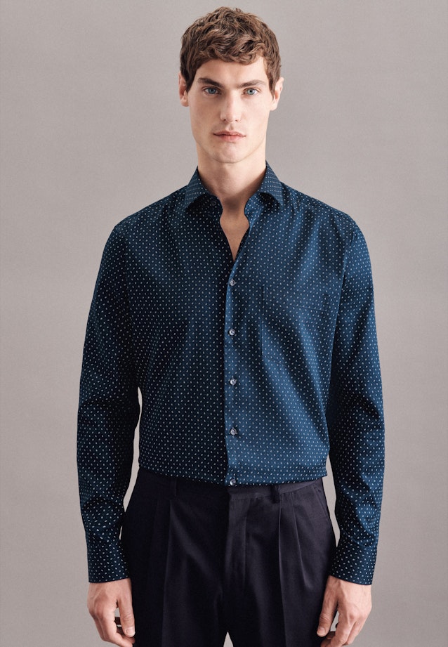 Regular Business Hemd Print in Dunkelblau |  Seidensticker Onlineshop