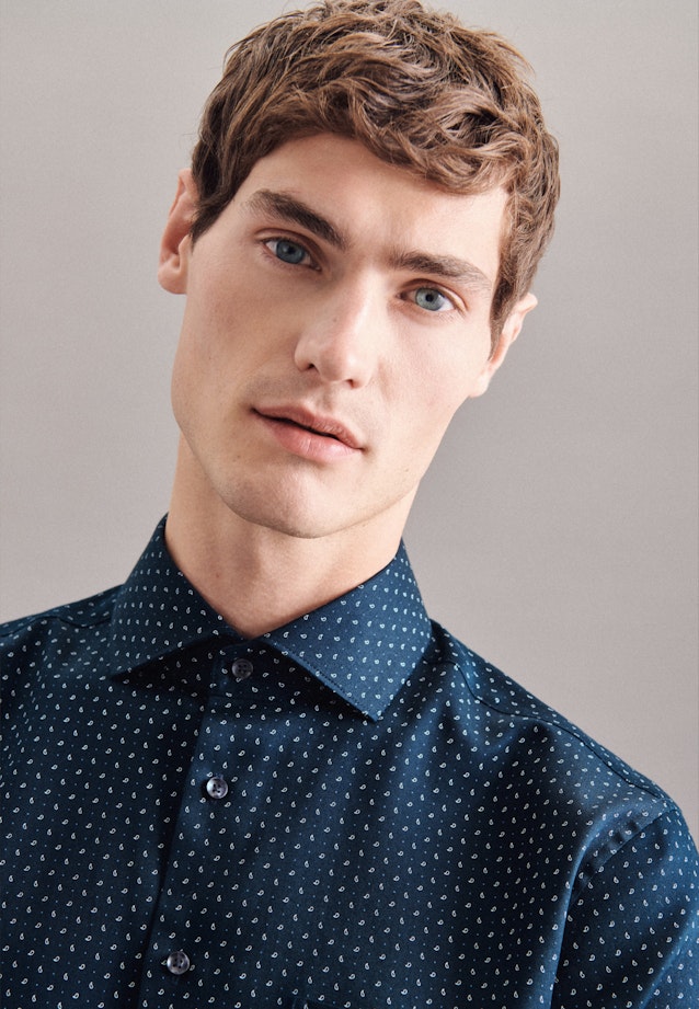 Regular Business Hemd Print in Dunkelblau |  Seidensticker Onlineshop